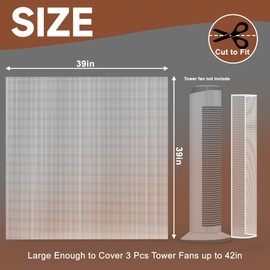 BJADE'S Tower Fan Air Filter Screen Mesh,39 x 39 inch Washable Cutable Universal Fit for Tower Fans or any Other Smaller Fan,Designed to Filter Dust,Pollen,Hair,White