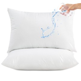 Hitime King Size Waterproof Pillow Protector, 2Pack White,Breathable Pillow Cover, Cooling Pillow Case Protector with Zipper, Super Soft Pillow Case Cover