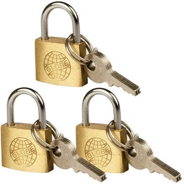 Audio Fan Small Padlock with Key, 1.0 inch (25 mm) Wide, Set of 3 (3 keys per padlock included)
