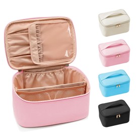 Bolsa De Cosméticos De Viaje De Gran Capacidad,Neceser Portátil Para Maquillaje Impermeable,Neceser Multifuncional Para Mujer Con Asas. (Rosa-02)
