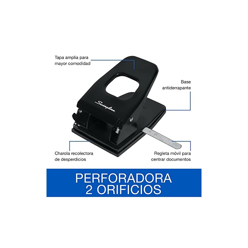 Swingline P2089 Perforadora Ajustable 7/8 cm, 2 Agujeros, Negro
