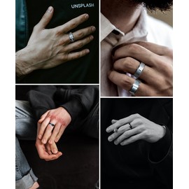 REVOLIA 16PCS Silver Rings for Men Stianless Steel Band Rings for Men Women Simple Engagement Wedding Promise Rings Set 10