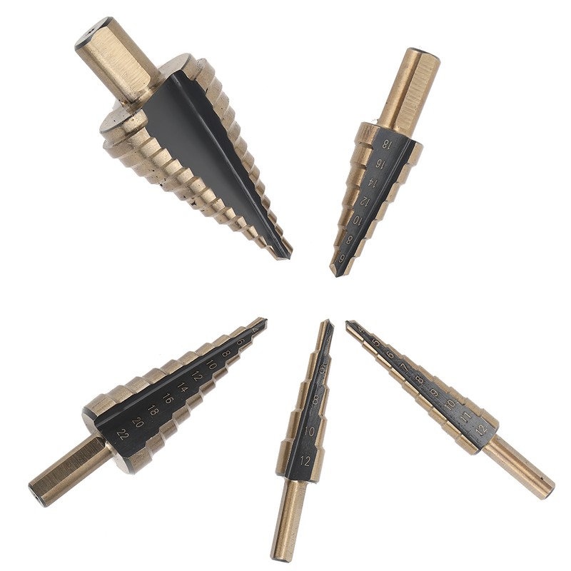 5PCS HSS4241 Step Cone Drill Bit Metric Hole Cutter Bit