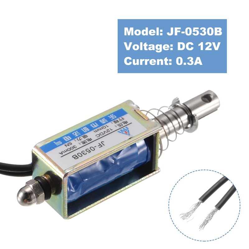 sourcing map DC 12V 0.3A Solenoid Electromagnet Push Pull Type