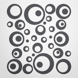 WANDfee® Wall Tattoo, Circles, Dots, 50 Stickers, Colour Choice For Children's Bedroom, Living Room, Hallway, Bathroom, Kitchen, Tile Stickers, grey