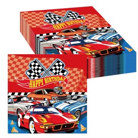 Pack of 20 Cars Birthday Napkins, Car Birthday Napkins, Birthday Decoration, Formula 1 Napkins, Racing Car Napkins, Children's Birthday, 33 x 33 cm