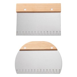 Stainless Steel Dough Scraper 2 Pieces Dough Scraper with Wooden Handle Baking Dough Cutter Professional