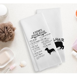 NOQL Doxie Dog Towel, Dog Kitchen Towels, Dachshund Dog Kitchen Towels and Dishcloths Set of 2, C Dog Decor, Dachshund Gifts for Women, Wiener Dog Gifts, 16×24 Inches