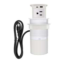 Pop Up Outlet 15W Wireless Charger,with 4 Outlets 1875W USB-C PD20W Super Charging 6.5FT 16AWG Cable 3.86 inch Desk Hole Pop Up Power Outlet for Kitchen Countertop,Office Conference Table (White)