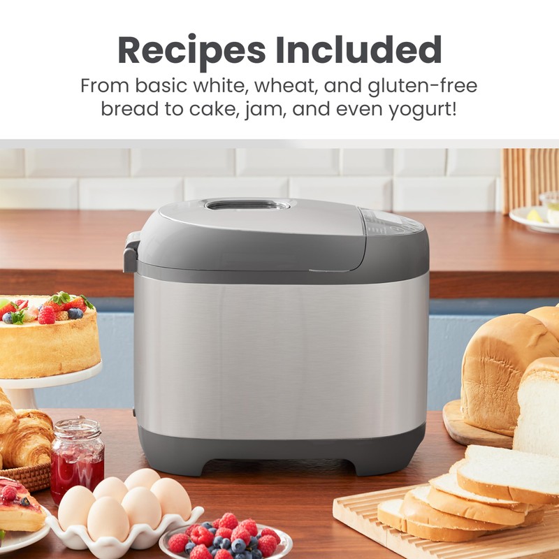 Elite Gourmet EBM8103SS Programmable Bread Maker Machine, 3 Loaf Sizes,