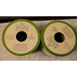 Floral Garden Lot of 2 Floral Garden Burlap Ribbon with White Lace Trim (2 in x 3 yd)