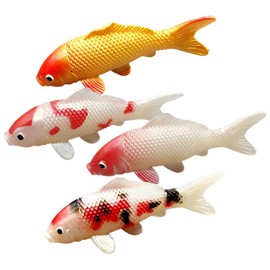 Milisten Set of 4 Artificial Koi Carp Decoration - PVC Fish in Gold, White, Red/Black and Red/White for Home, Party, Photography and Gift Ideas