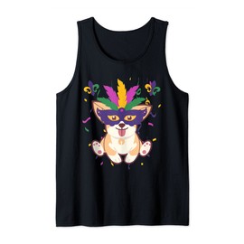 funny mardi gras dog mask mardi gras costume tee outfit dogs Tank Top