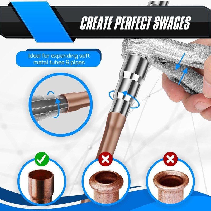 Flexzion Copper Pipe Expander Tool, Universal Aluminum Alloy Hand Swager
