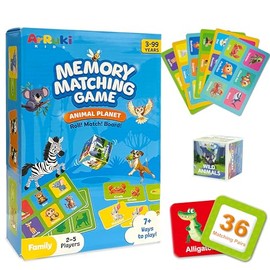 72 PCS Animals Memory Matching Game for Kids, Animal Theme Memory Board Game for Toddlers, Memory Cards Concentration Game for Ages 3 and Up