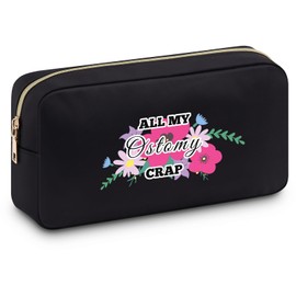 Ostomy Warrior Gift Travel Makeup Bag Ostomy Supplies for Women Ileostomy Awareness Gift Medical Pouch Cosmetic Pouch for Women Sister Mum Daughter Organizer Bag Ostomy Gifts for Women