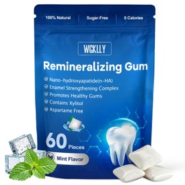 Remineralizing Gum with Nano Hydroxyapatite,Smooth Xylitol Gum Mint Long-Lasting Sugar-Free Gum Hydroxyapatite Gum for Tooth Remineralization and Fresh Breath No Aspartame Plastic-Free 60 Pieces