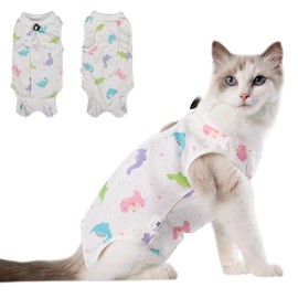 DoggieKit Cat Recovery Suit After Surgery, Anti Licking Onesie Postoperative Shirt for Female Spay Male Neuter, Soft Breathable Bodysuit Pajamas for Abdominal Wound Kitten E-Collar & Cone Alternative