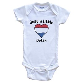 Really Awesome Shirts Just A Little Dutch Cute Netherlands Flag Heart Baby Bodysuit, 0-3 Months White