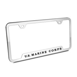 Au-TOMOTIVE GOLD Laser Etched Name Cut-Out License Plate Frame for U.S.M.C. (Chrome)