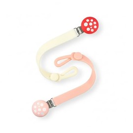 RaZbaby Chompy - Juego de 2 clips de silicona para chupete – Paquete de 2 clips texturizados, suaves y flexibles con ajuste universal, sin BPA, duraderos y ligeros para bebés de 0 m, rojo/verde