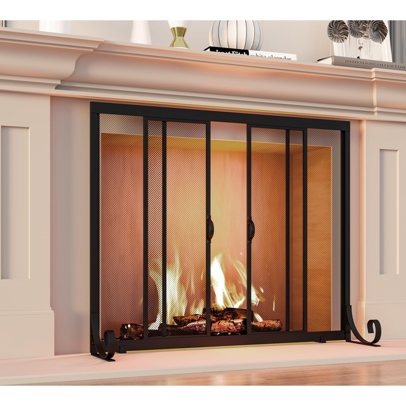 Fire Beauty Fireplace Screen, Wrought Iron Mesh, Baby Safe Spark