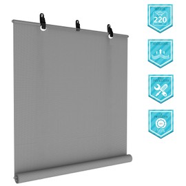 Coarbor 7'W x 12'H Outdoor Roll up Shades Blinds Shade Exterior Roller Shade Privacy Shade Screen for Porch Patio Deck Pergola Gazebo Grey