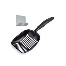 Pets First Cat Litter Scooper - Ergonomic & Easy Grip Design Deep Cleaning with A Non-Stick & No Residue Build-Up – Solid Aluminum, Waterproof - Bonus Hook - 1.75 x 13.25 x 5