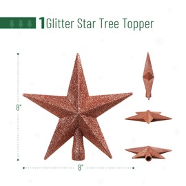 Mr. Pen Rose Gold Star Christmas Tree Topper, 8-Inch Glitter Star Tree Topper