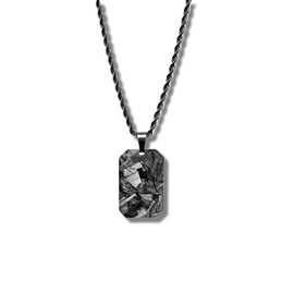 CRBNCNCPT® Chain with carbon fibre dog tag pendant, black stainless steel chain, rope chain, elegant men's necklace, carbon dog tag, men's jewellery, Forged carbon, stainless steel, No Gemstone