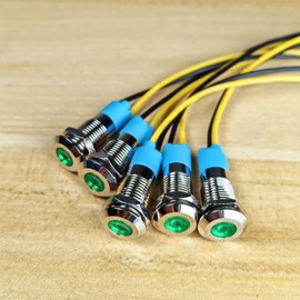 Gebildet Pack of 5 8 mm 230 V AC LED Metal Indicator Light Waterproof Signal Lamp (Green)