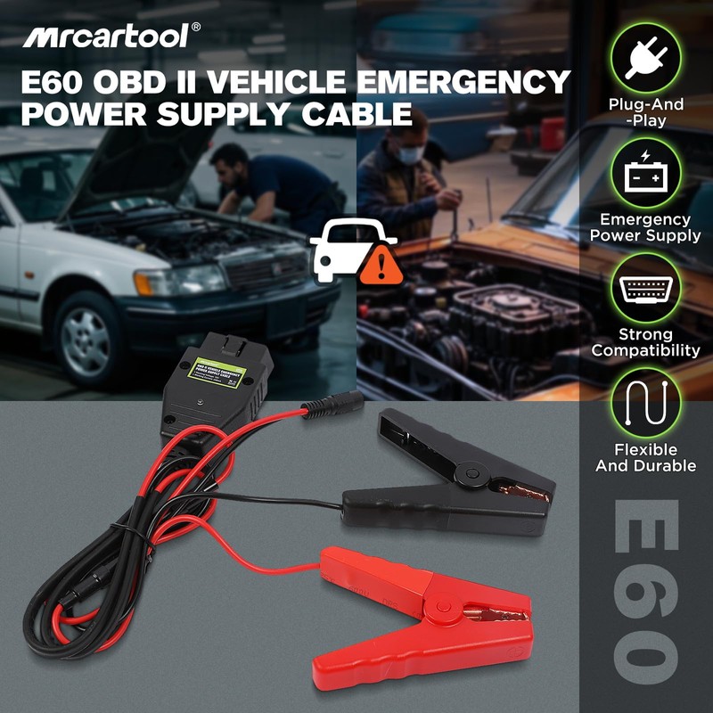 E60 OBD II Vehicle ECU Emergency Power Supply Cable 12V
