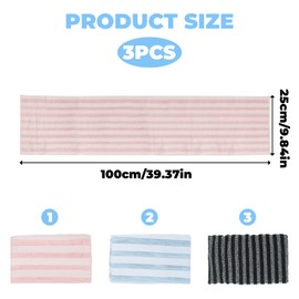 SHIQUAN Pack of 3 Exfoliating Shower Towels, Exfoliating Shower Towel, Exfoliating Back Sponge, Washcloth Back, Suitable for Men and Women (Black, Pink, Blue)