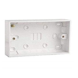 ‎2-Gang White Electric Wall Socket Double Twin 25mm Surface Double Pattress Back Box ‎‎