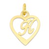 Dainty Solid 10k Gold Heart Initial Charm with Jump Ring