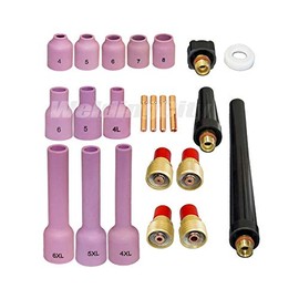 WeldingCity Accessory Kit (.040"-1/16"-3/32"-1/8") Collet-Gas Lens-Ceramic Cup (Reg. & Long)-Gasket-Back Cap for TIG Welding Torch 9, 20, 25 Series Lincoln Miller Hobart ESAB Weldcraft CK AHP (T32B)