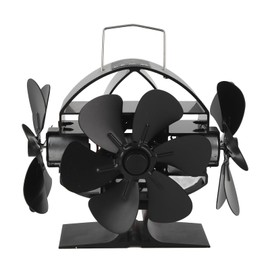 Srliya Heat Powered Stove Fan, 3 Heads, 18 Blades, Aluminum, 270 Degree Blowing, Fireplace Fan with Protective Cover Handle for Home Wood Stove