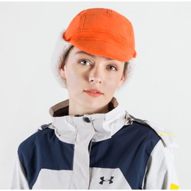 Connectyle Sombreros de invierno cálidos de forro polar para hombre con visera resistente al viento con solapa para las orejas, Naranja, Large