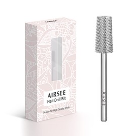 AIRSEE Tungsten Carbide Acrylic Nail Drill Bit Efile Electric File Machine Head Tip for Manicure Polishing Art Remove Gel Polygel 3/32" 2 Way Professional Tech Flat Top Tapered Barrel Extra Fine-XF