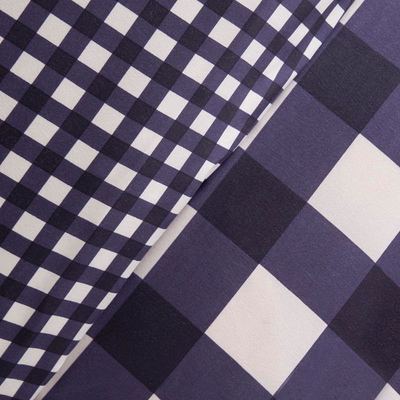 OHS Gingham Bedding Blue, Single Duvet Covers Set Reversible Plaid