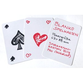 White Blank Playing Cards/Blank Playing Cards, Playing Card Box (320 grams), Poker Size (63 x 88 mm) (Front White - White Back, 55 Cards)