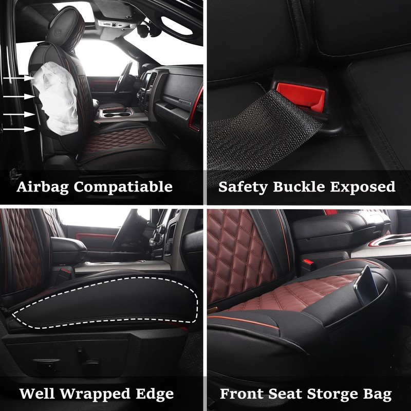 JOJOBAY Car Seat Covers for Dodge Ram,Fit 2009-2025 1500/2500/3500 HD