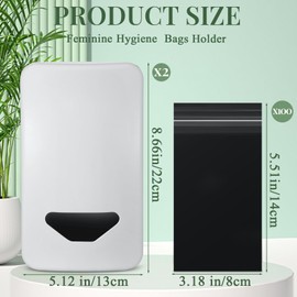 Qinyoung Feminine Hygiene Disposable Bags Holder with 100 Pcs Hygiene Period Bags Care Products Dispenser for Tampons and Sanitary Pads for Home & Business Bathrooms