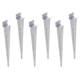 Aqbau® Impact Ground Sleeve, L 40 x 500 Post Holder, Impact Sleeve Impact Ground Sleeve, Hot-Dip Galvanised, Ground Sleeves for Wooden Posts, Impact Sleeve L Shape (Pack of 6)