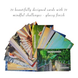 31 Day Mindfulness Challenge Cards with Wooden Easel (Month Two!) - Take One a Day for a Month of Mindfulness - Great Stocking Filler or Secret Santa Gift