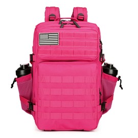 BNMJVJL Military Tactical Backpacks Molle Army Assault Pack Hydration Pack Waist Belt Tactical Daypack Molle Hiking Packs (RoseRed)