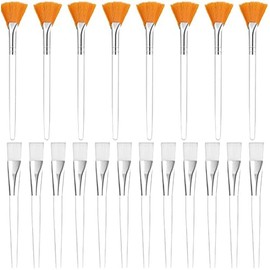 Juego de 20 brochas de máscara para abanico, brochas faciales, herramientas de ventilador suave para herramientas cosméticas, incluye 8 cabezales en forma de abanico y 12 cepillos de cabeza plana