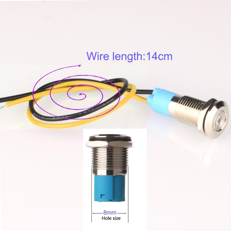 Gebildet 5pcs 8mm 230V AC LED Metal Indicator Light Waterproof