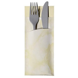 Cutlery Pockets with Napkin Cream Beige Marbled 20 cm Pack of 30