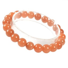 Justinstones Natural Orange Aventurine Gemstone 8mm Round Beads Stretch Bracelet 7 Inch Unisex